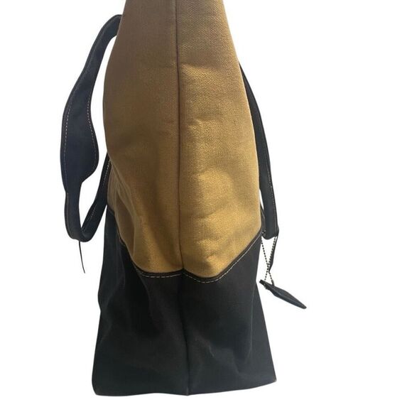 SAKS 5TH AVENUE Canvas Tote Bag Mustard 12.5X6.5X11.5 SEE DESCRIPTION - Picture 2 of 12